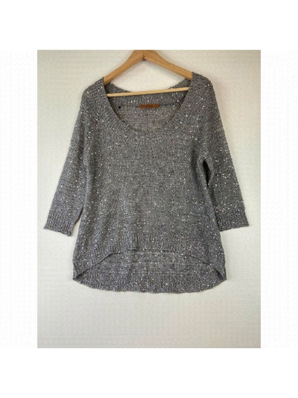 Beldini Women's Sequin Silver Pullover Size M